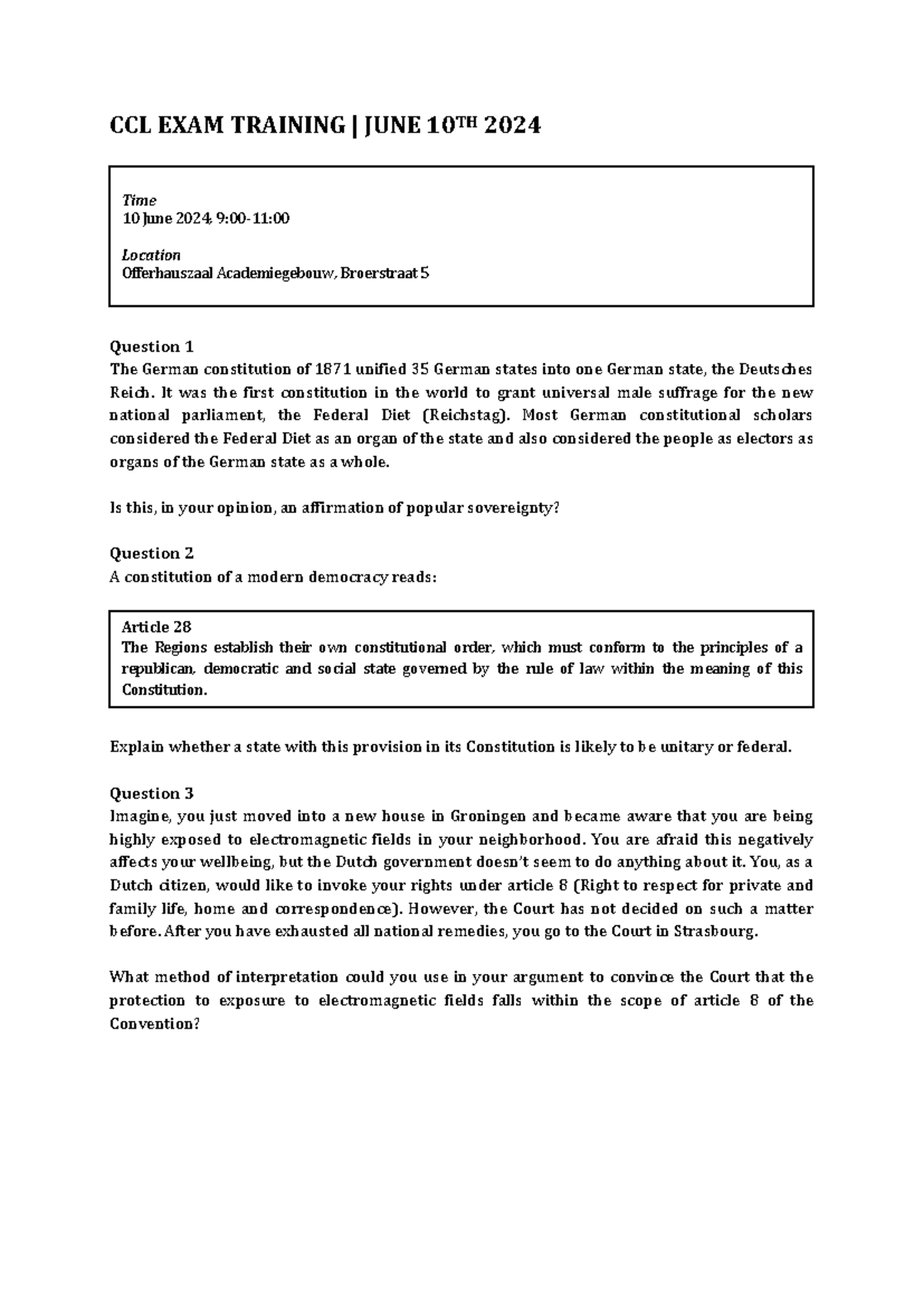 CCL Final Exam Training - Key Questions & Topics for 2024 - Studeersnel