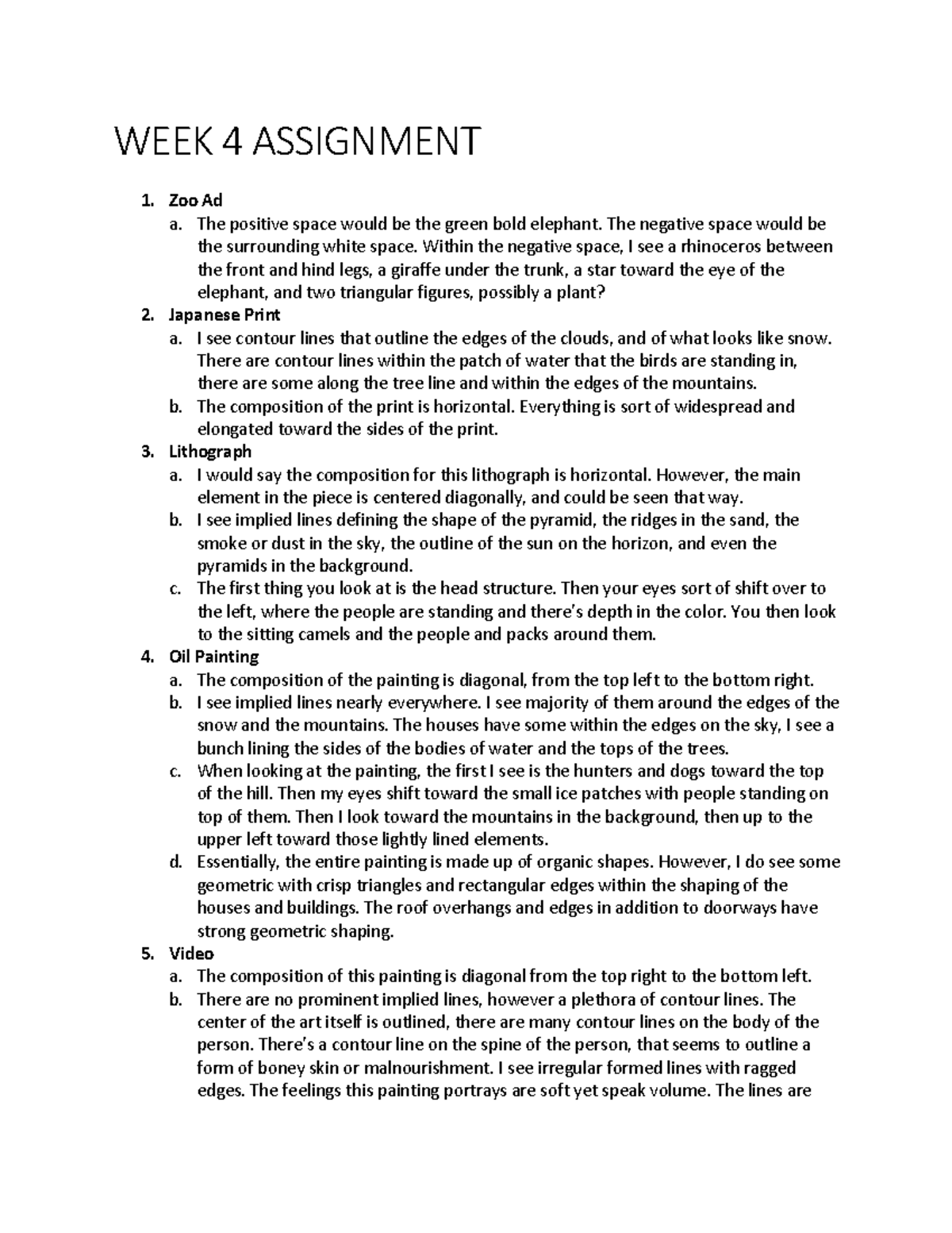 ART APPRECIATION WEEK 4 ASSIGNMENT ANALYSIS AND REFLECTION - Studocu