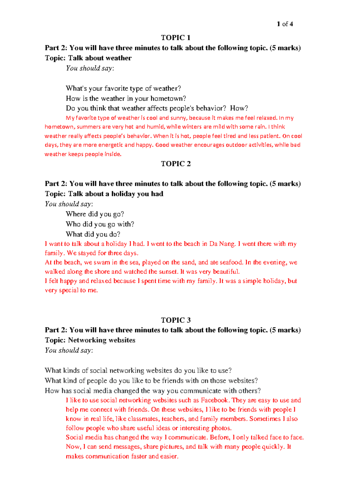 Speaking Task 5 - Topic Discussion and Responses - Studocu