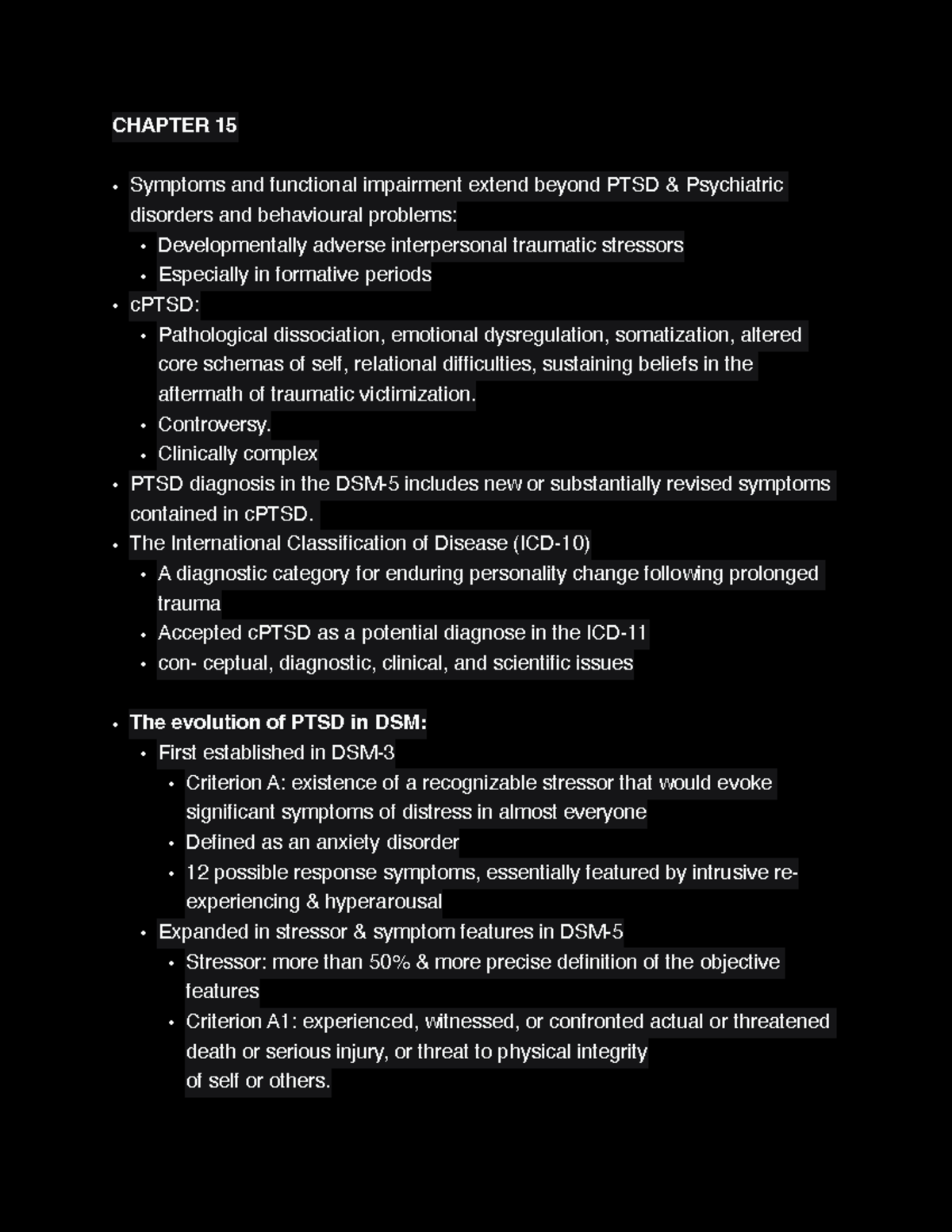 CHAPTER 15: Understanding cPTSD and Its Complex Symptoms - Studocu