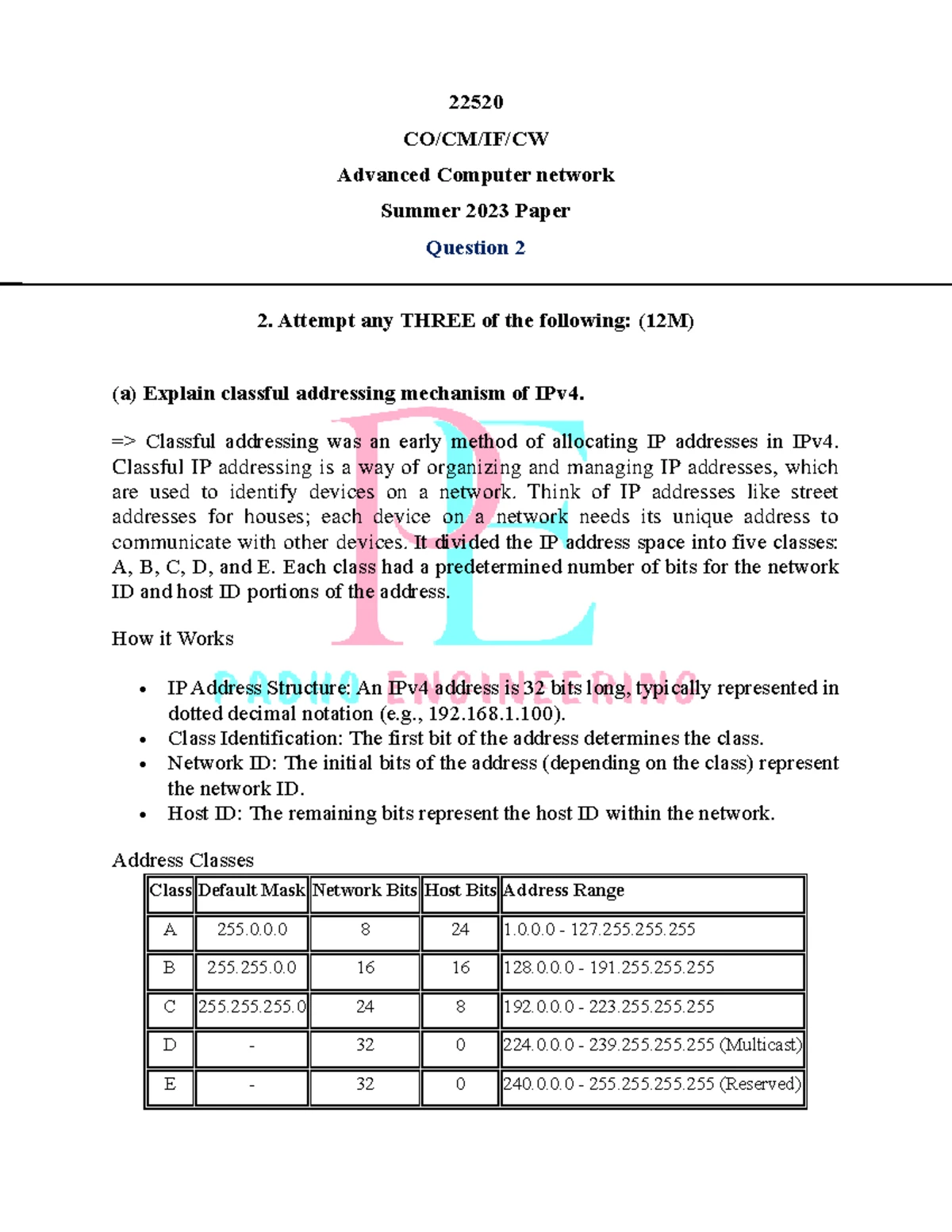 Advanced Computer Network Complete Answers - Comprehensive Answers to ...