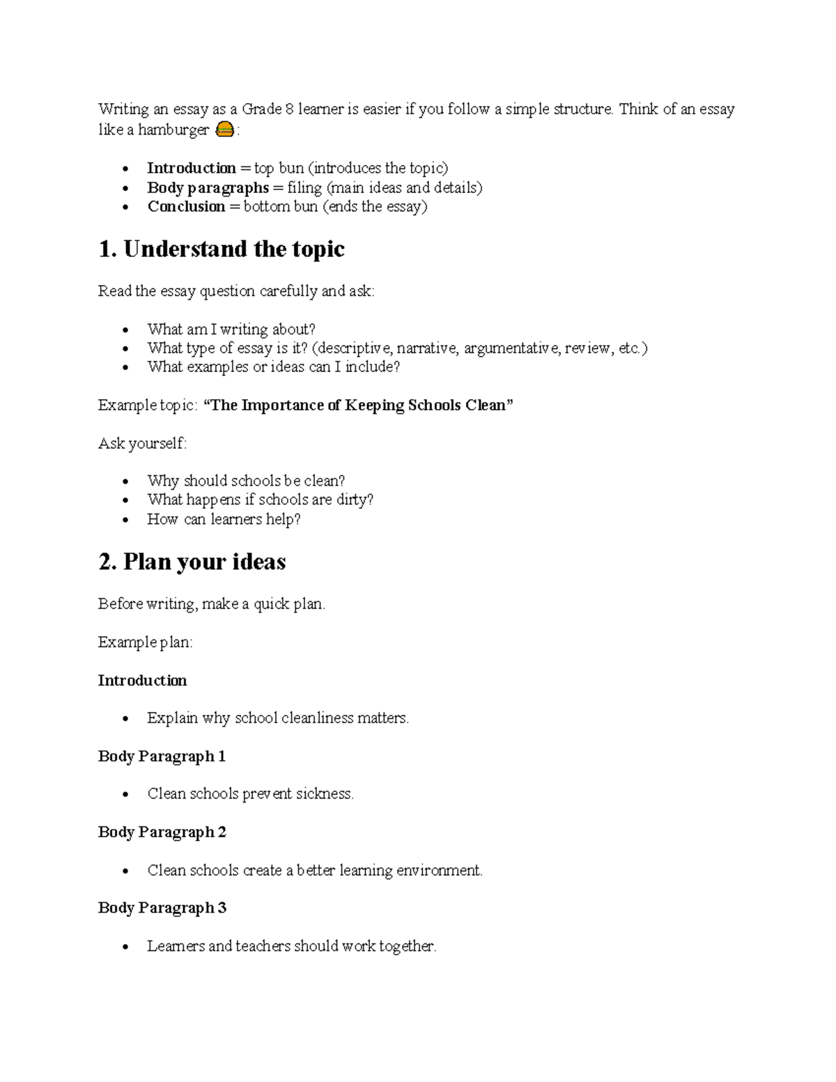 Essay Writing Notes for Grade 8 Learners - Studocu