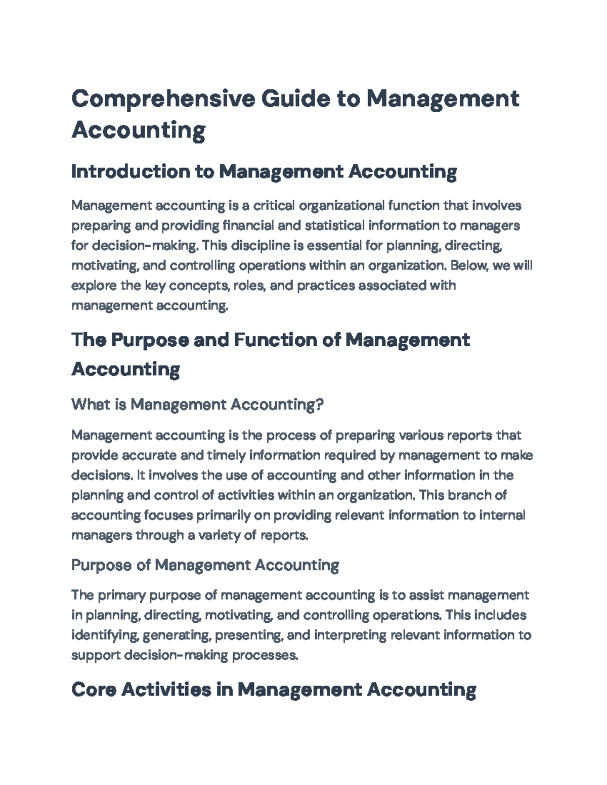 Management Accounting Principles and Practices: A Comprehensive Guide ...