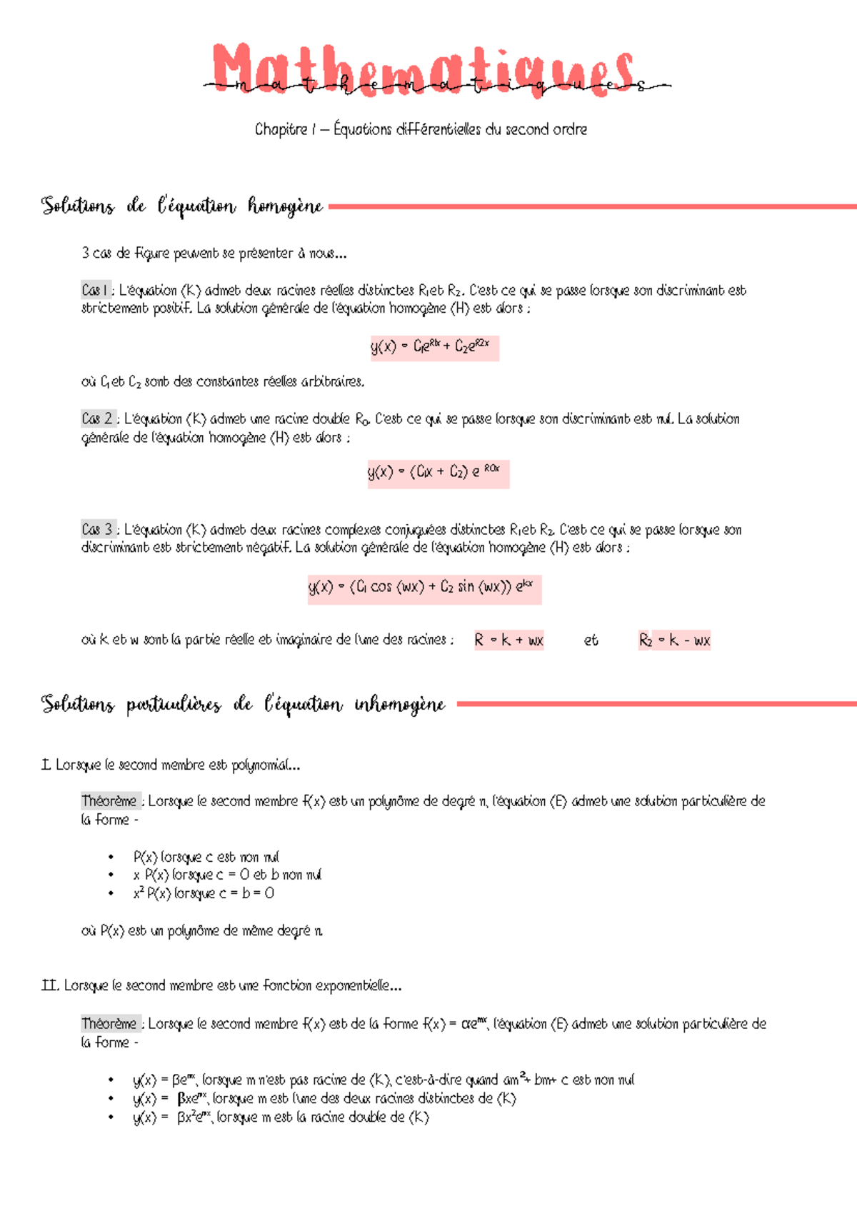 Equations différentielles du second ordre (final) - Solutions de l ...