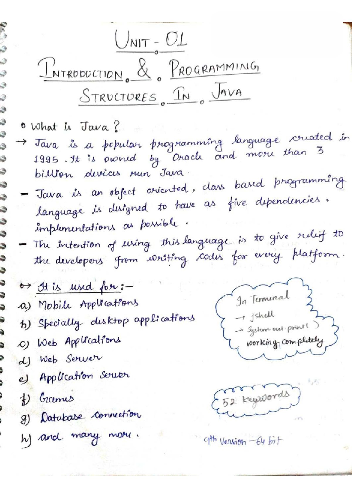 JAVA 101: Unit 1 - Introduction to Programming Structures in Java - Studocu