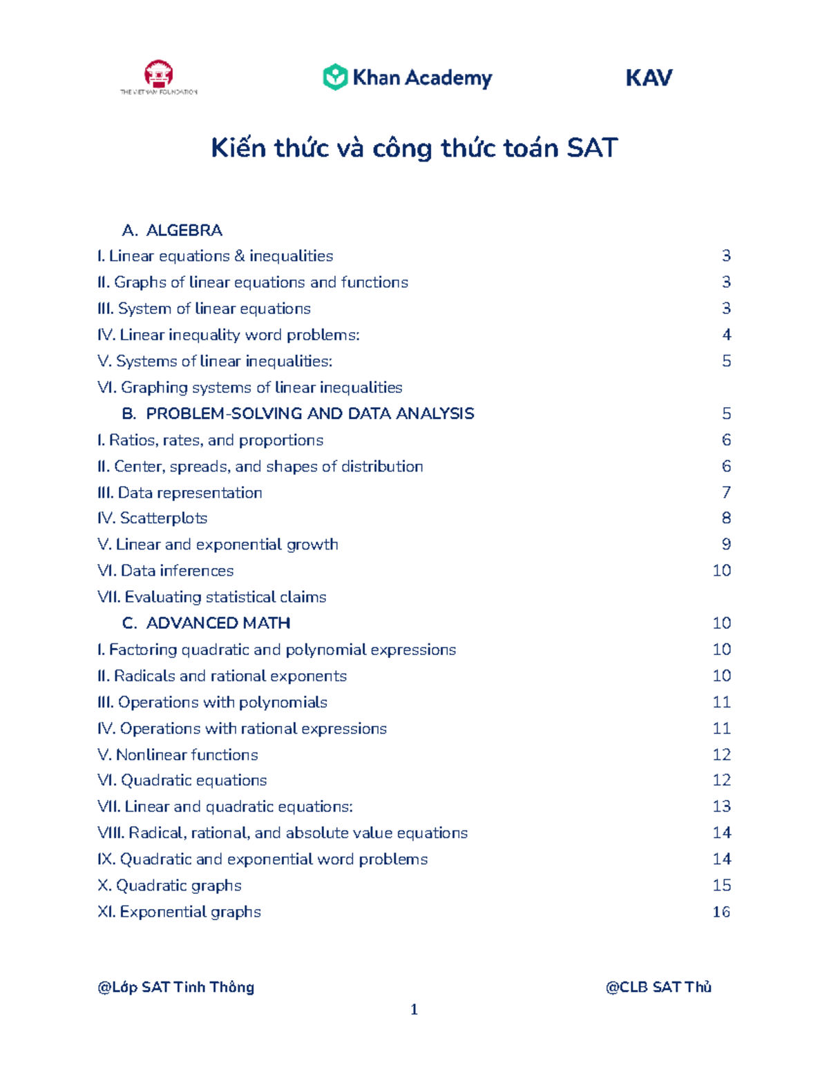 SAT Math Knowledge and Formulas: Comprehensive Guide - Studocu