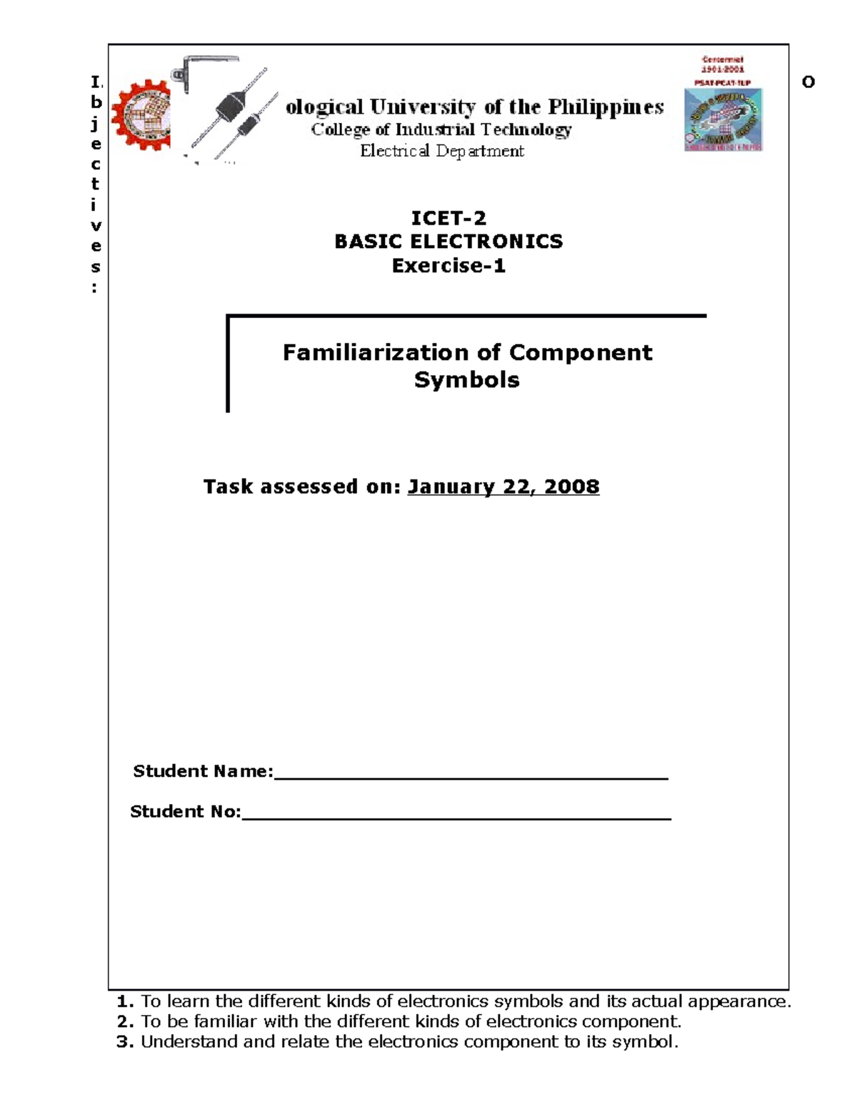 ICET Basic Electronics Exercise 1: Multimeter Practice & Component ...