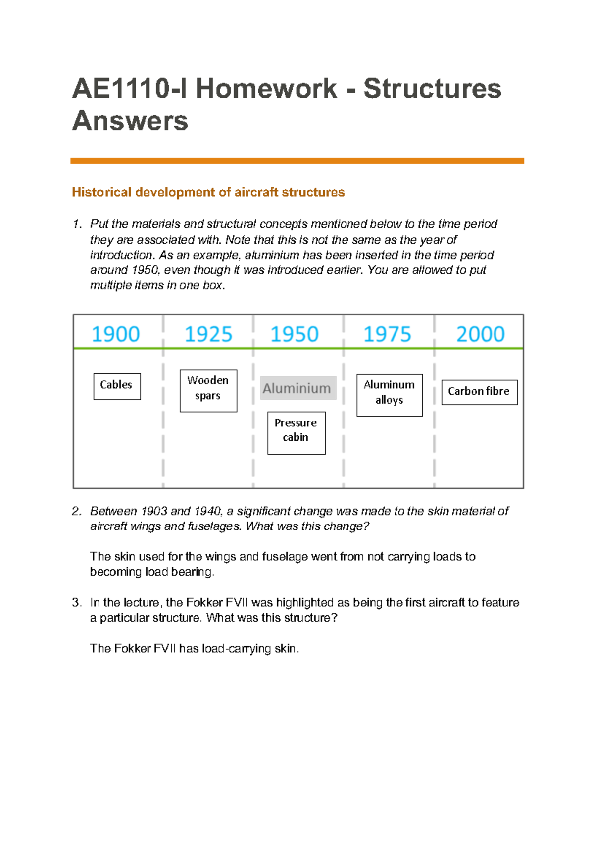 AE1110-I Homework Answers - Lecture 5 on Aircraft Structures - Studeersnel