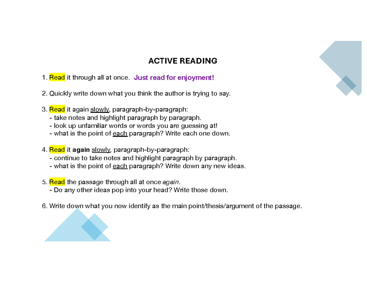 ENG100 Active Reading Strategies and Annotated Bibliography Guide - Studocu