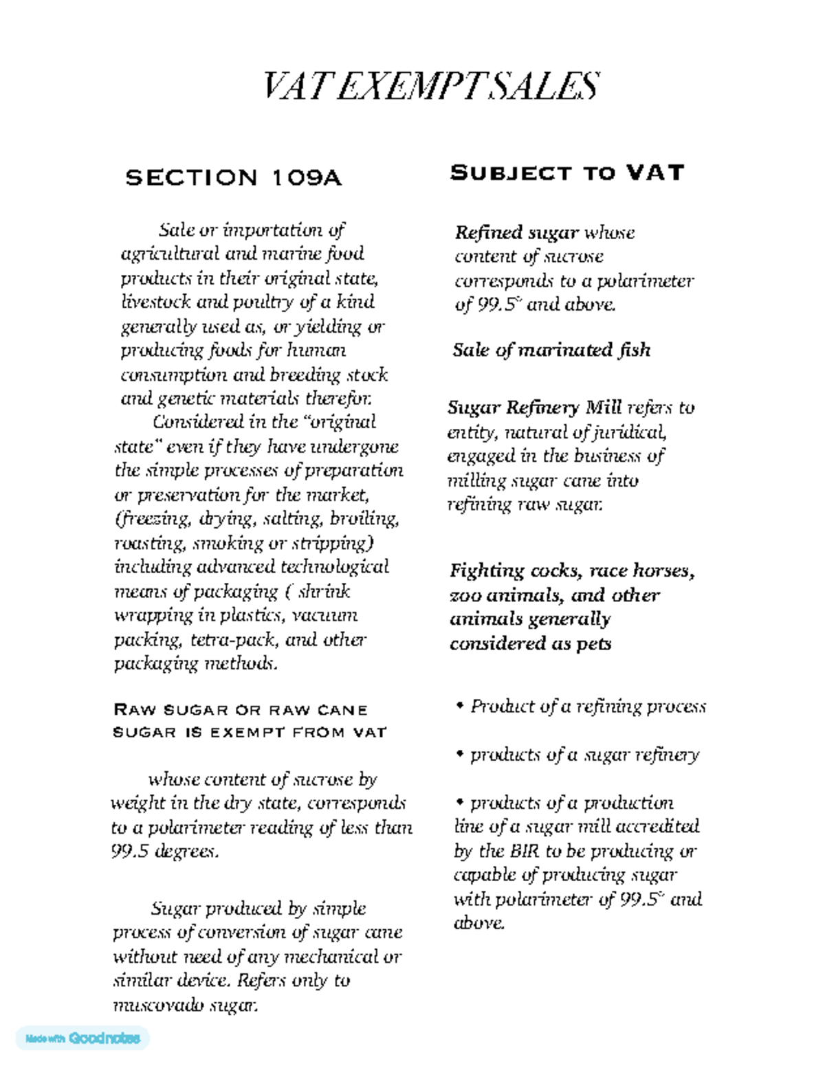 VAT Exempt Final Exam Notes: Key Provisions and Exemptions - Studocu