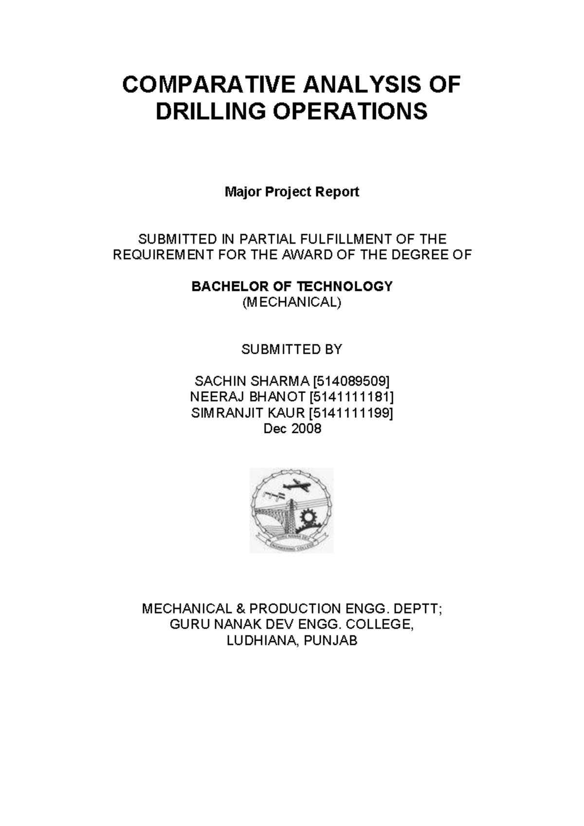 Comparative Analysis OF Drilling Operati - COMPARATIVE ANALYSIS OF ...