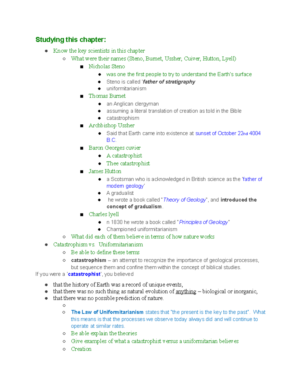 Chapter 1 - Lecture Notes: Key Scientists & Theories in Geology - Studocu
