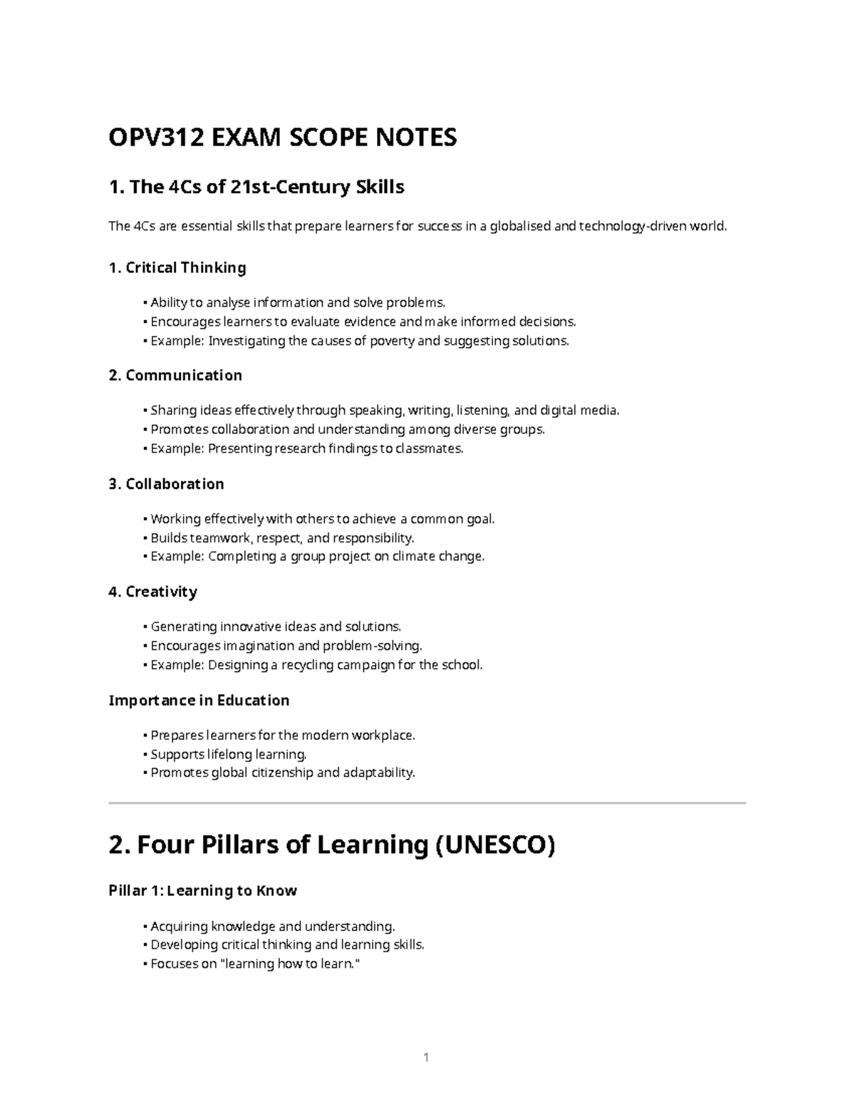 OPV312 Exam Scope Notes - Studocu