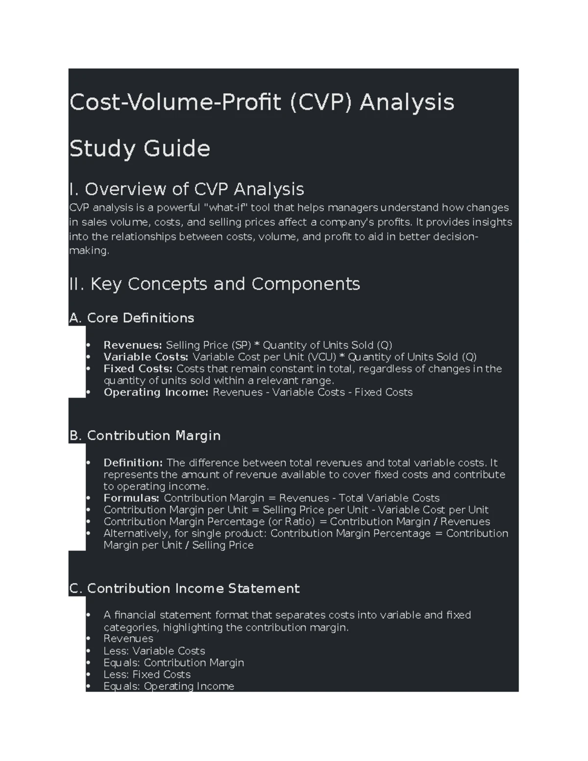 Cost Volume Profit (CVP) Analysis: Understanding Breakeven and Decision ...