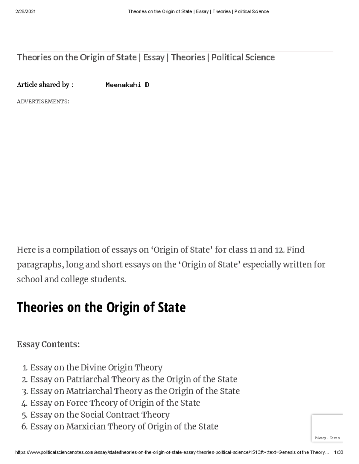 Theories on the Origin of State: A Comprehensive Essay for PS101 - Studocu