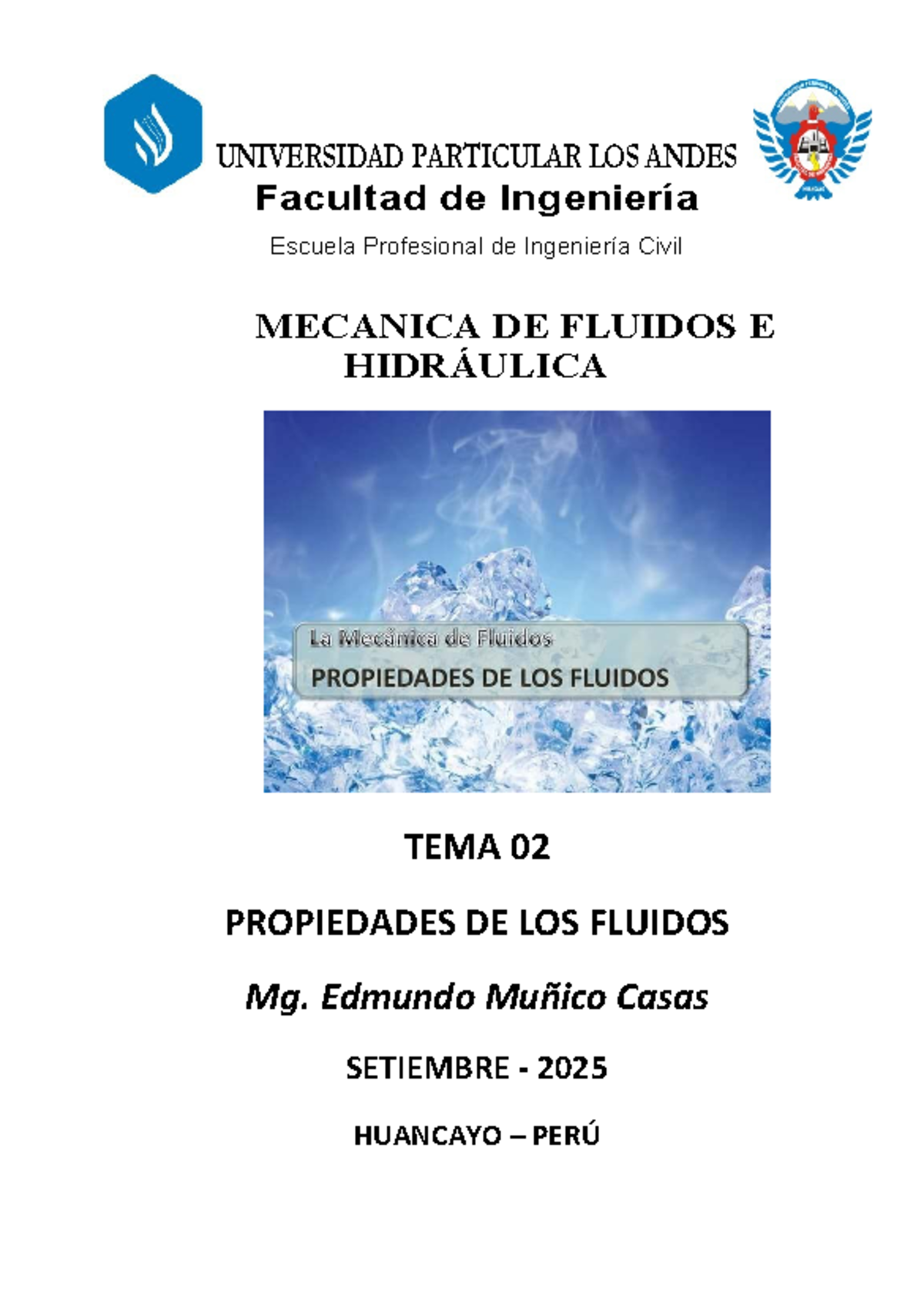 UPLA - MECÁNICA DE FLUIDOS: PROPIEDADES DE LOS FLUIDOS (TEMA 02) - Studocu