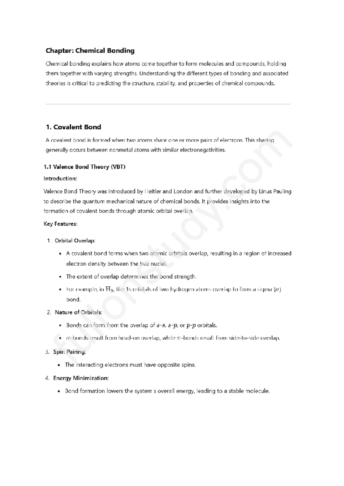 Chemical Bonding Notes - Inorganic Chemistry BSc - Studocu