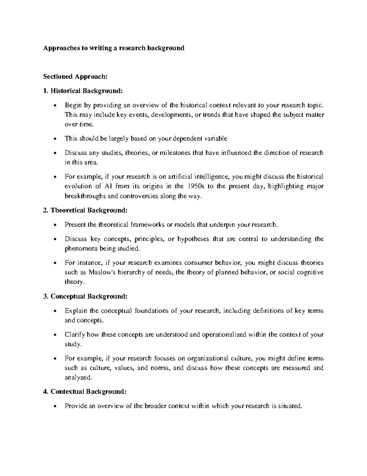Approaches to Writing a Research Background for Study Projects - Studocu
