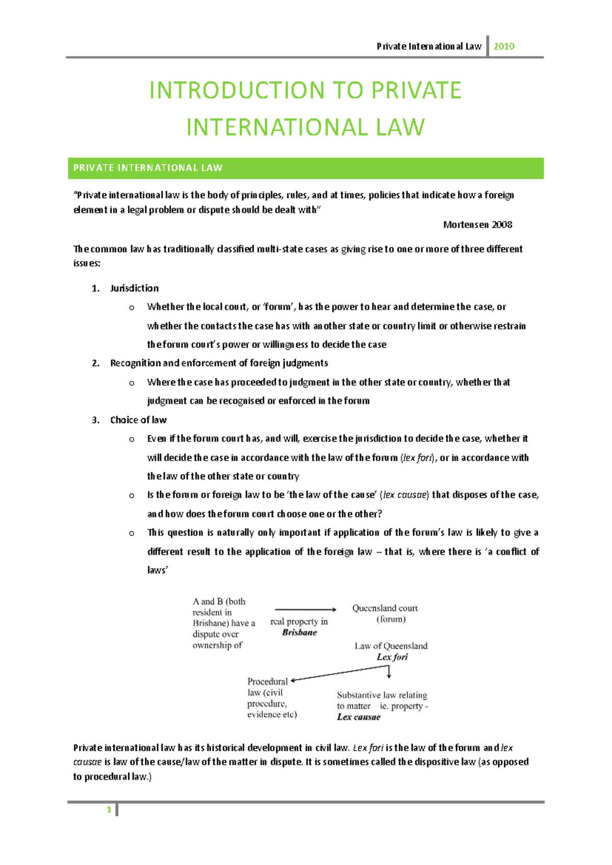 Private International Law Notes (PIL 101): Key Concepts and Cases - Studocu