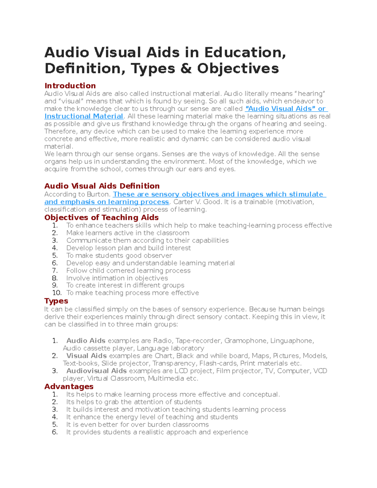 1 Audio Visual Aids in Education - Audio Visual Aids in Education ...