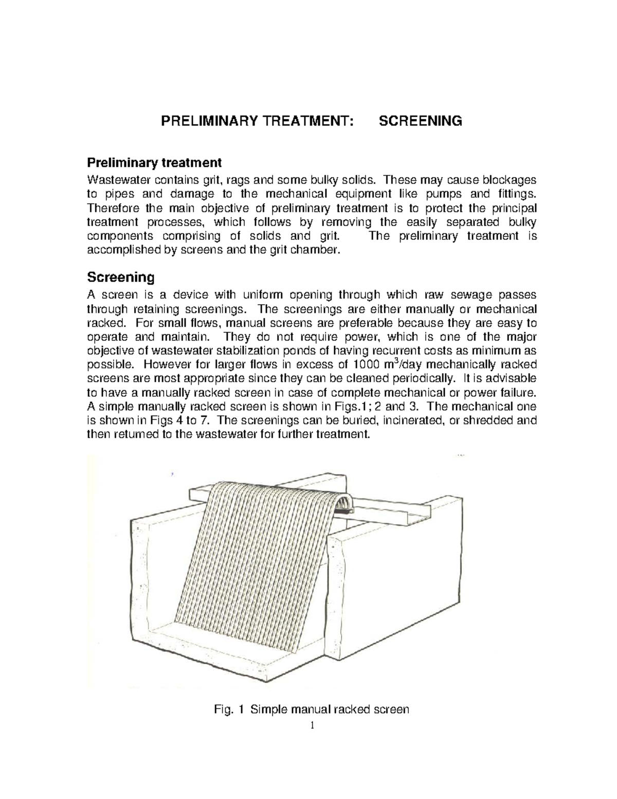 Preliminary Treatment Screening in Wastewater Engineering (ENG301 ...