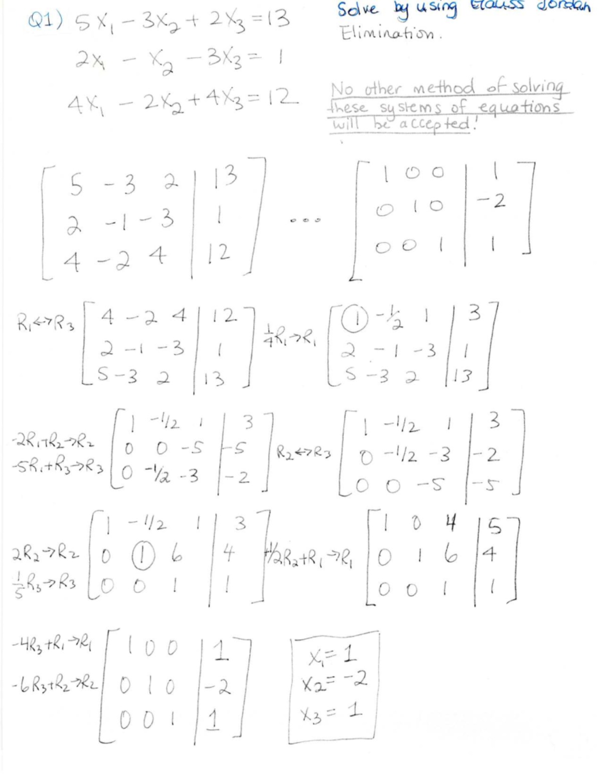 Math 208 Final Exam Solutions: Clauss Jordan Elimination & More - Studocu