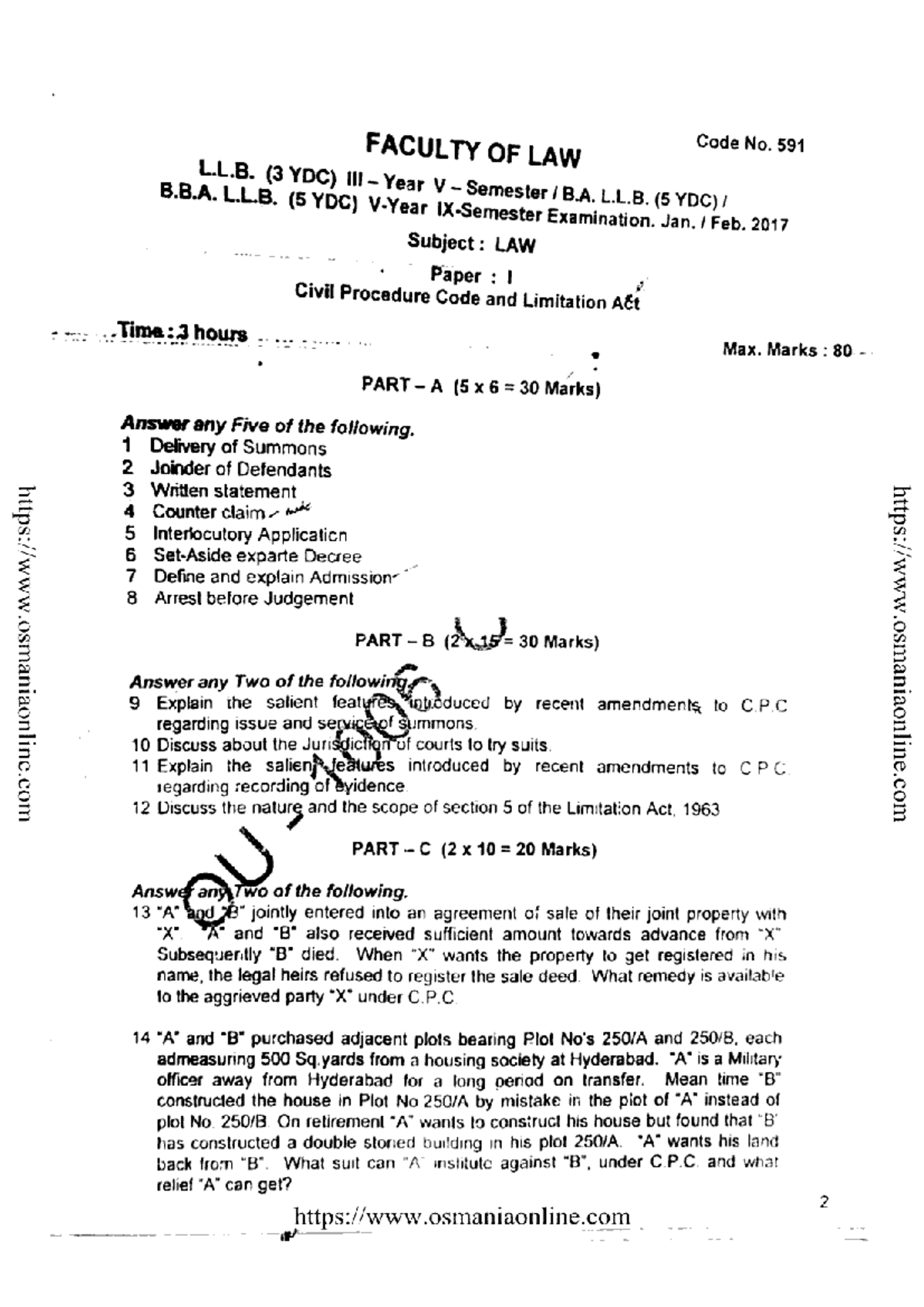 CPC Paper I Civil Procedure Code & Limitation Act - Exam Feb 2017 - Studocu
