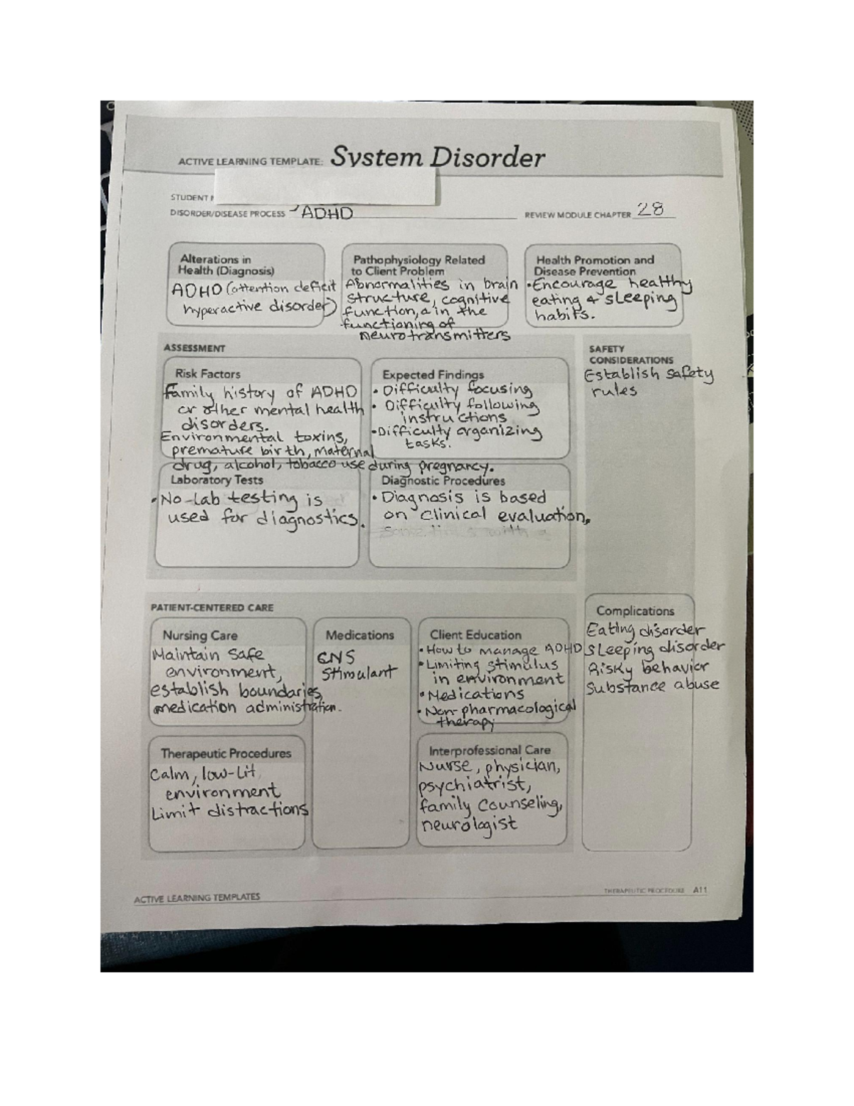 ATI ALT System Disorder: ADHD Diagnosis and Nursing Care Guide - Studocu