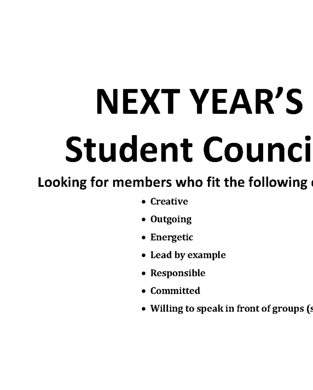 NEXT Student Council Roles & Responsibilities Overview - Studocu