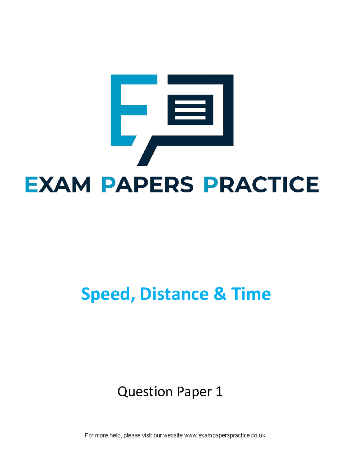 Speed, Distance, Time Question Paper 1 - Practice Problems and ...