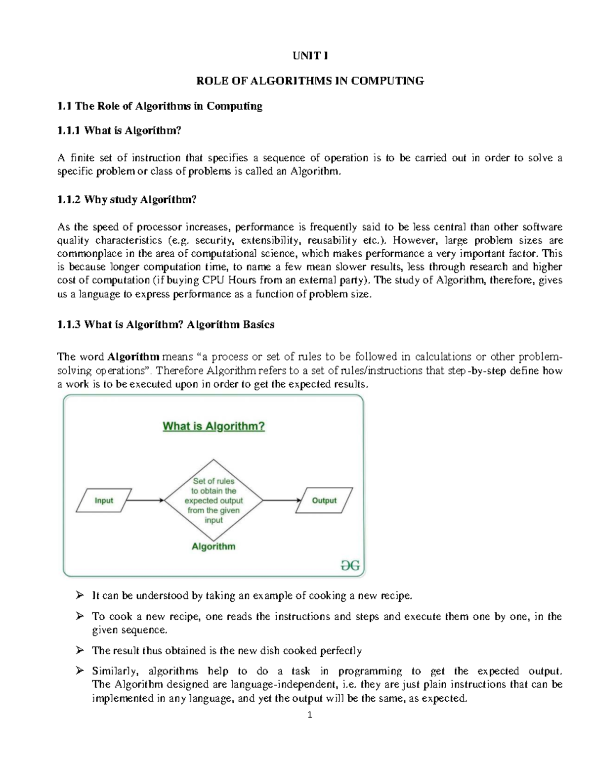 ADSA Notes: Understanding the Role of Algorithms in Computing - Studocu