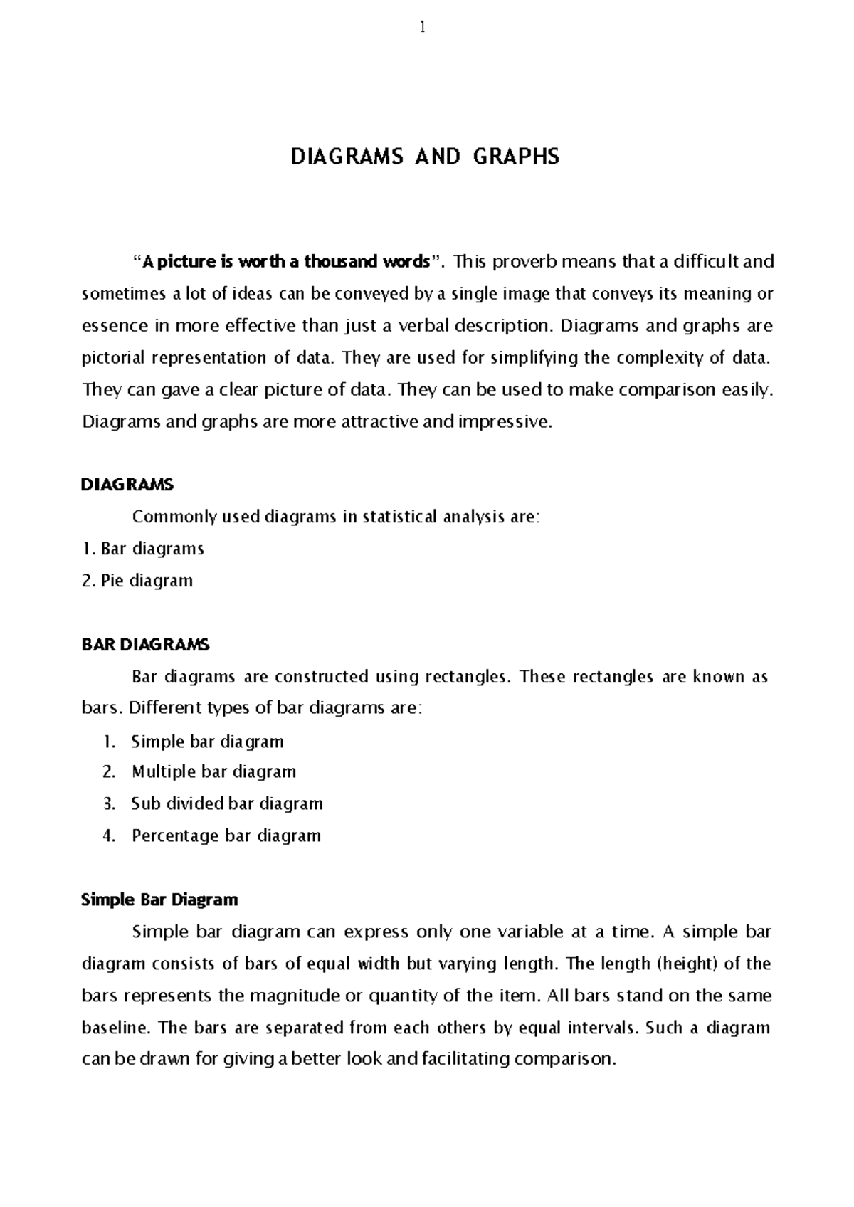 Diagrams and Graphs - CHAPTER 4 DIAGRAMS AND GRAPHS Study Notes “A ...
