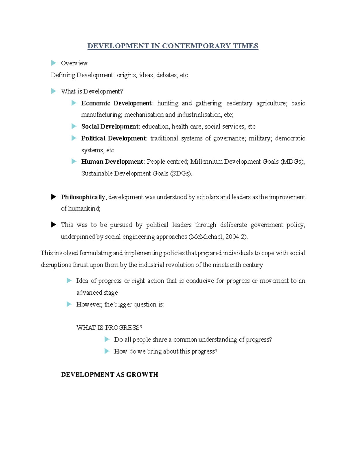 Contemporary Development Studies (CDEV 101): Lecture Slides Summary ...