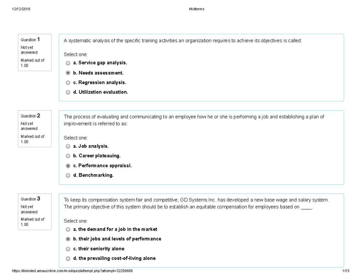 HRM 101 Midterm Exam: Key Concepts in Job Evaluation and Performance ...
