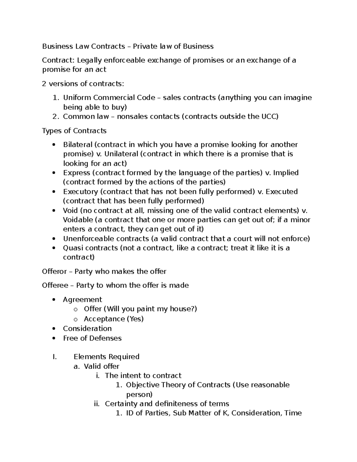 BLAW 101: Overview of Business Contracts and Legal Principles - Studocu