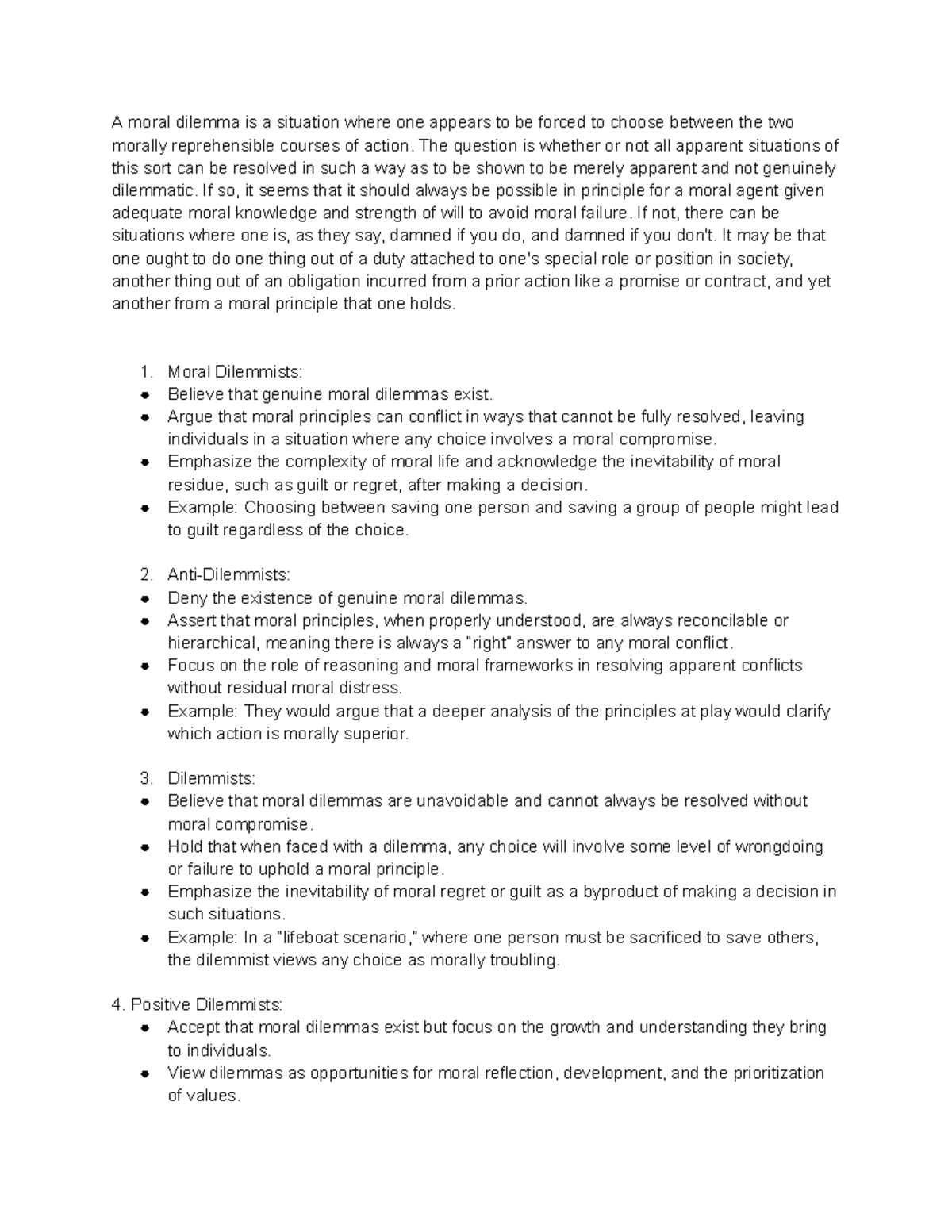 Moral Dilemmas: Understanding Ethical Conflicts and Resolutions - Studocu
