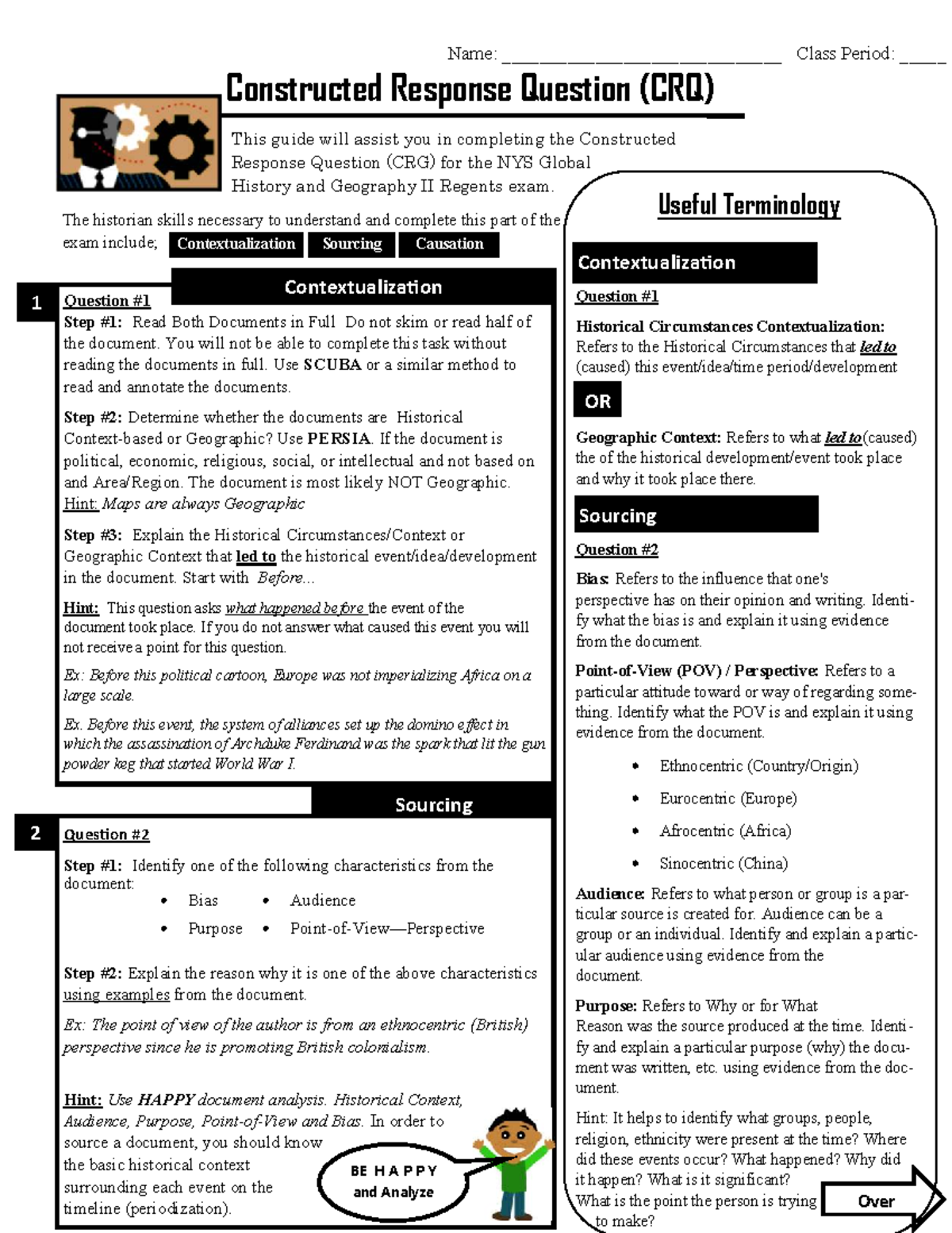 Constructed Response Question (CRQ) Guide for NYS Global History II ...