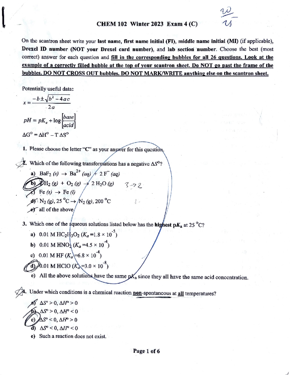 CHEM 102 Final Exam 4 Study Guide - Winter 2023 - Studocu