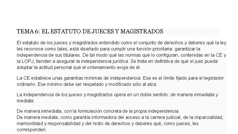 TEMA 6: EL ESTATUTO DE JUECES Y MAGISTRADOS - Análisis y Funciones ...