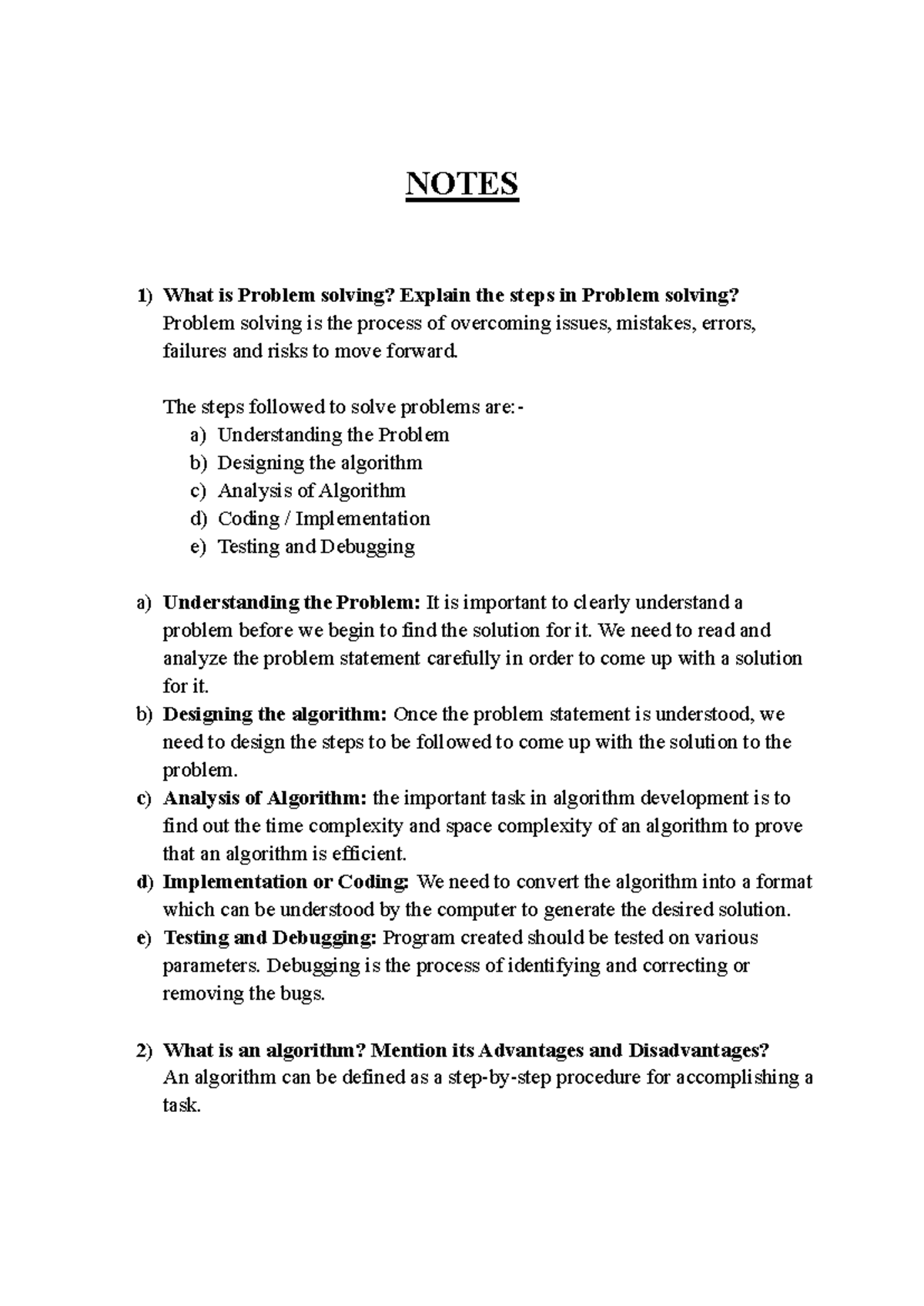 PST Unit-1 (Chapter 1) Comprehensive Problem Solving & Algorithm Notes ...