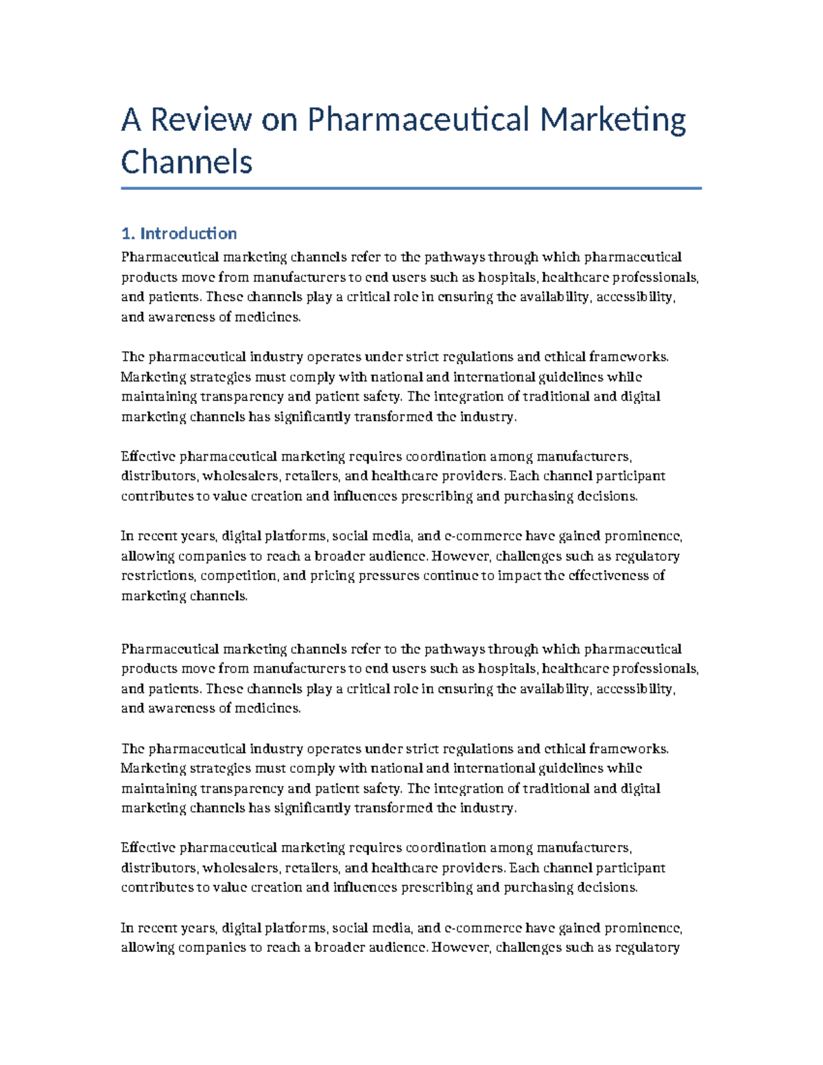 Pharmaceutical Marketing Channels: A Comprehensive Review - Studocu