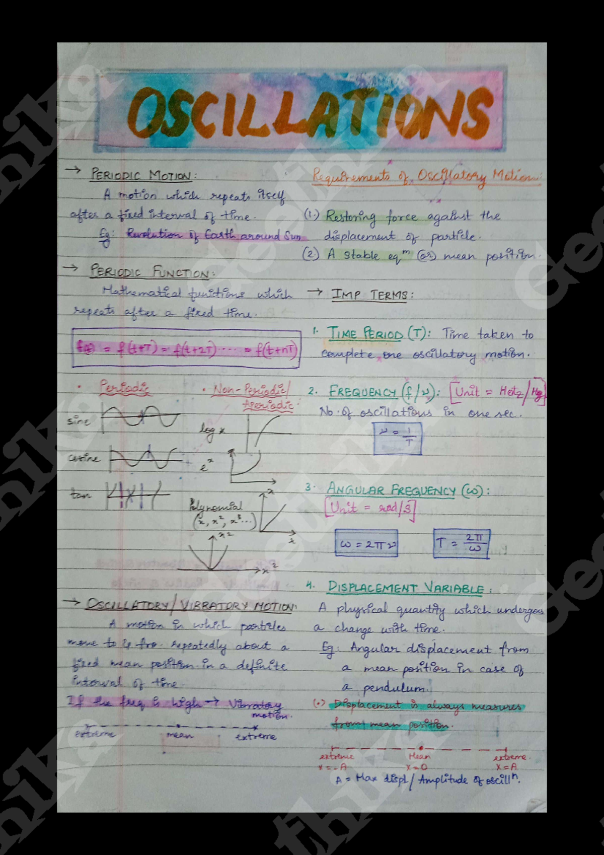 PHYSICS - Detailed Notes on Oscillations and Their Applications - Studocu