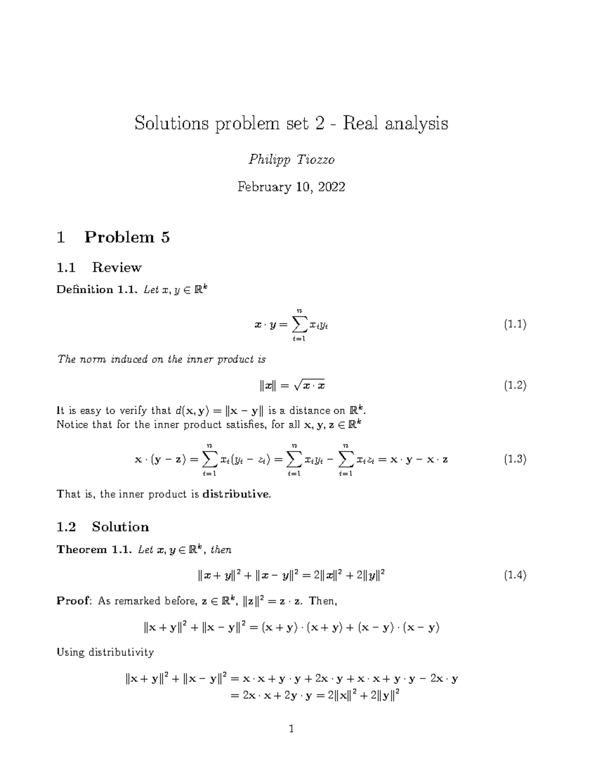 Solutions problem set 2 Real analysis (14) - Solutions problem set 2 ...