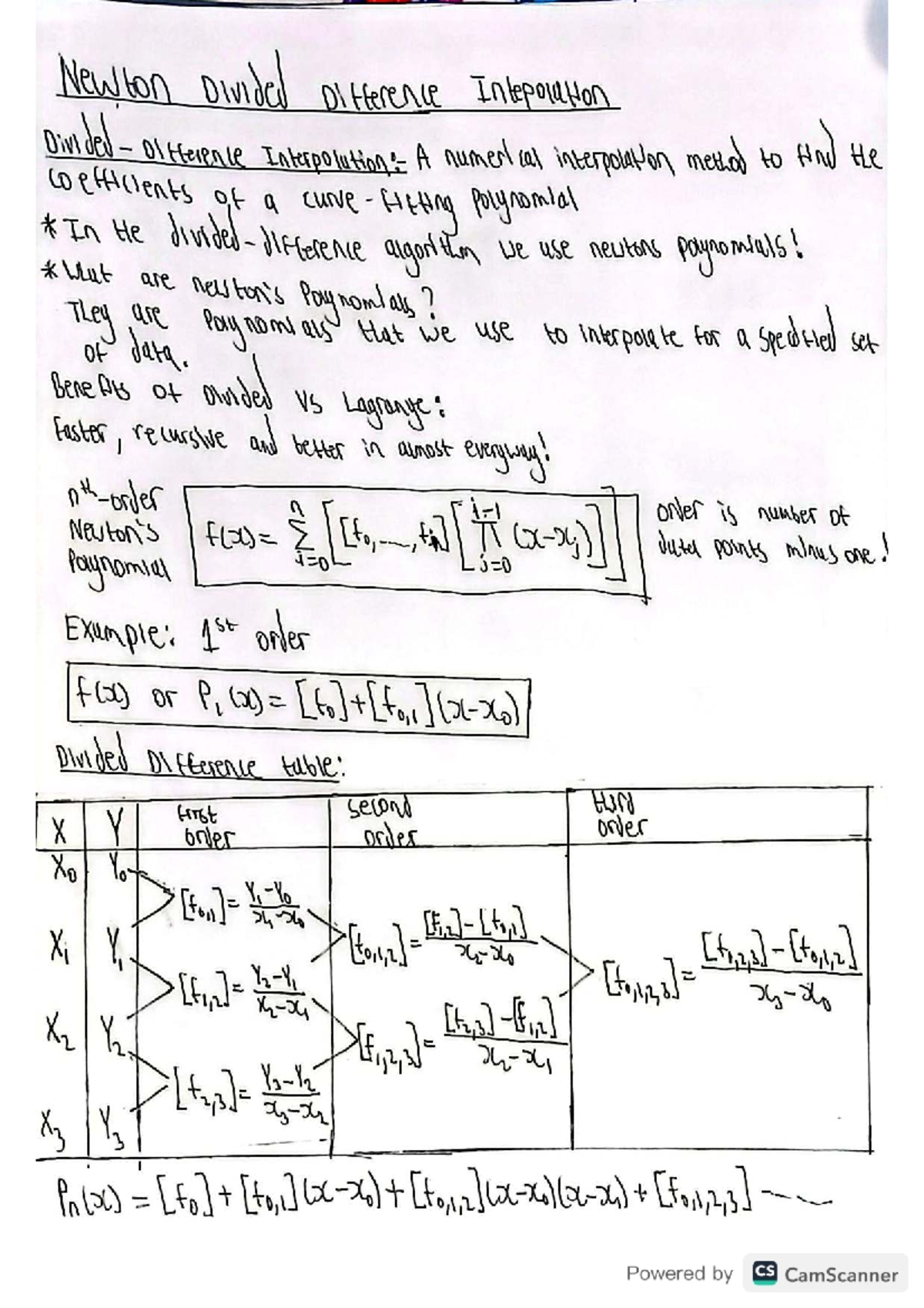 Newton Divided Difference Method & Examples (CS) - Studocu