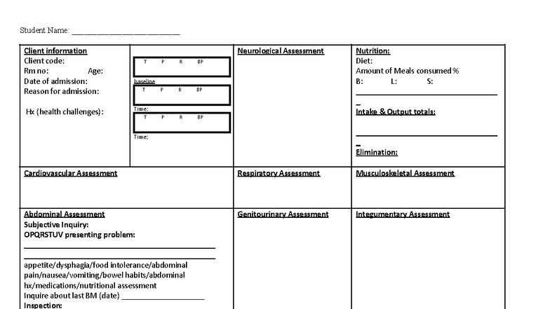 Client Assessment Report: Neurological & Abdominal Evaluations - Studocu