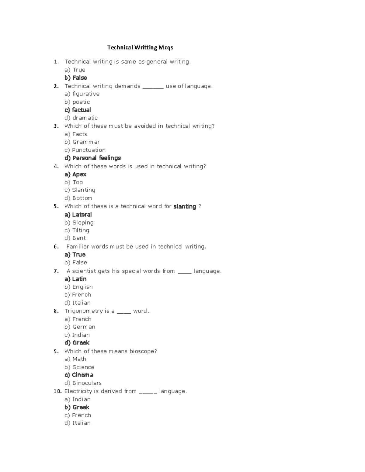Technical-writting-mcqs compress - Technical Writting Mcqs 1. Technical ...