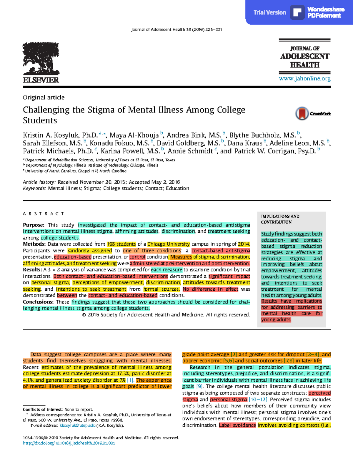 Challenging Stigma - Original article Challenging the Stigma of Mental ...