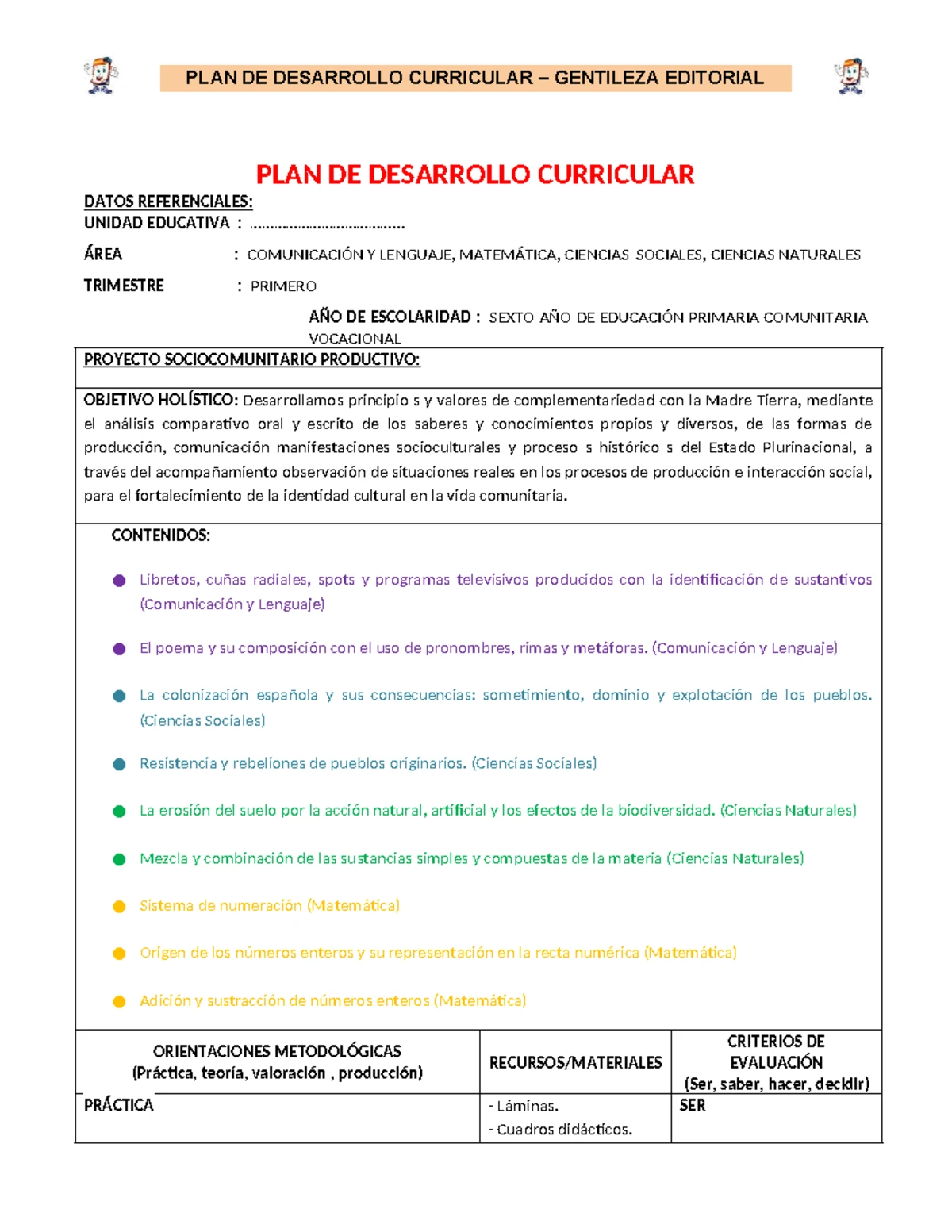 4TO - Primaria PDC 2024: Plan de Desarrollo Curricular Acti - Studocu