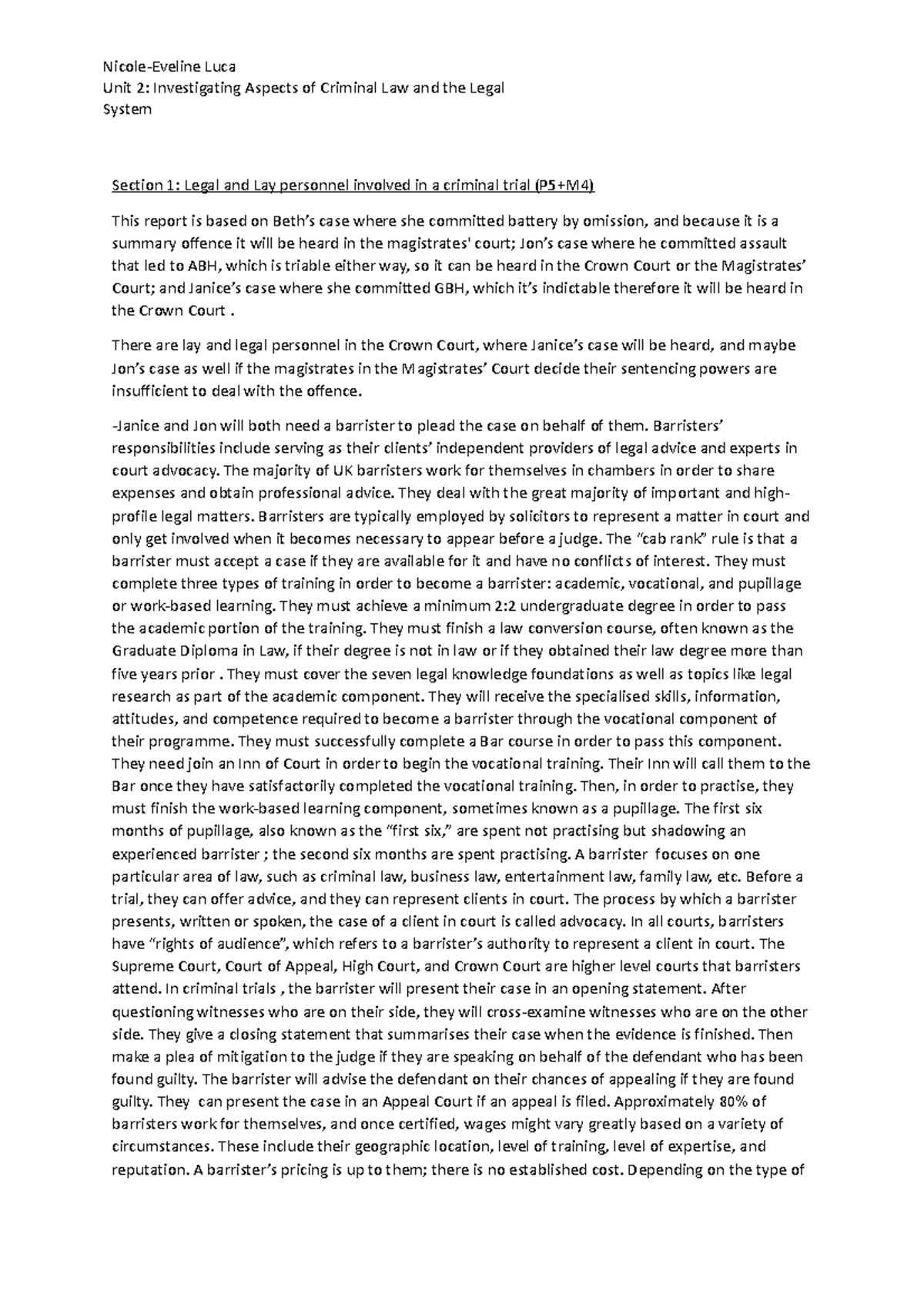 Unit 2: Aspects of Criminal Law - Key Personnel and Case Analysis - Studocu
