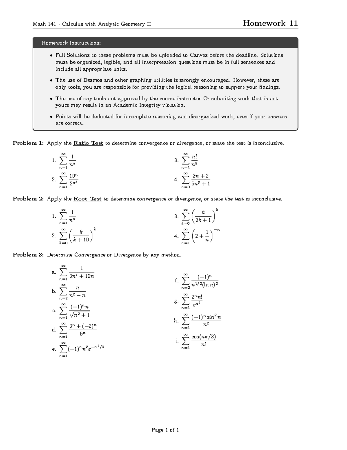 Math 141 - Calculus II Homework 11 - Studocu